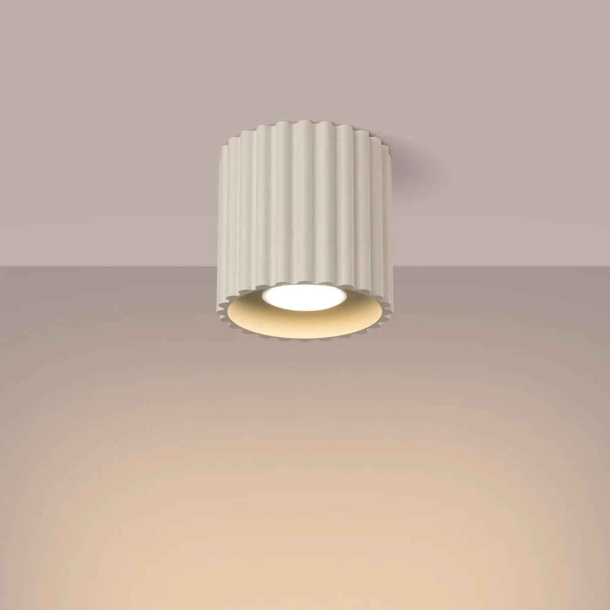 Plafonnier Cylindre Strié Beige - Dalumea - vue 1