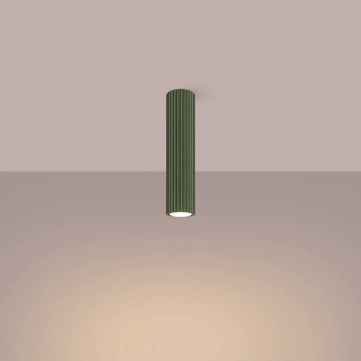 Plafonnier LED Vert Olive Cylindrique - Dalumea - vue 1