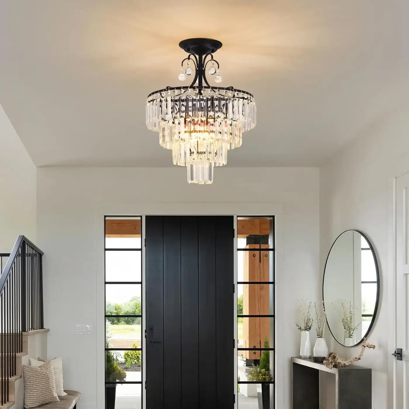 Plafonnier Cristal Noir Multi Étages - Dalumea - vue 5