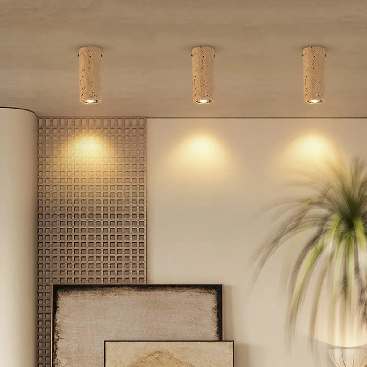 Plafonnier Tube Effet Pierre Naturelle