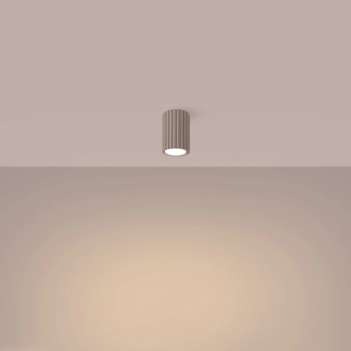 Plafonnier Cylindrique Cannelé Taupe - Dalumea - vue 1