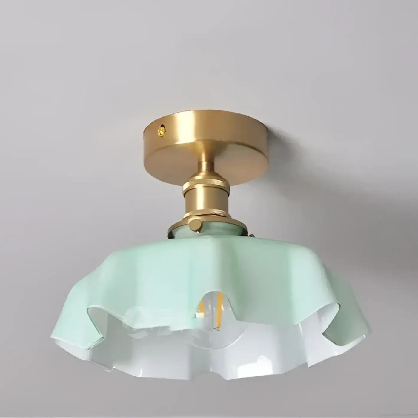 Plafonnier Laiton Verre Ondulé Rétro - Dalumea - vue 6