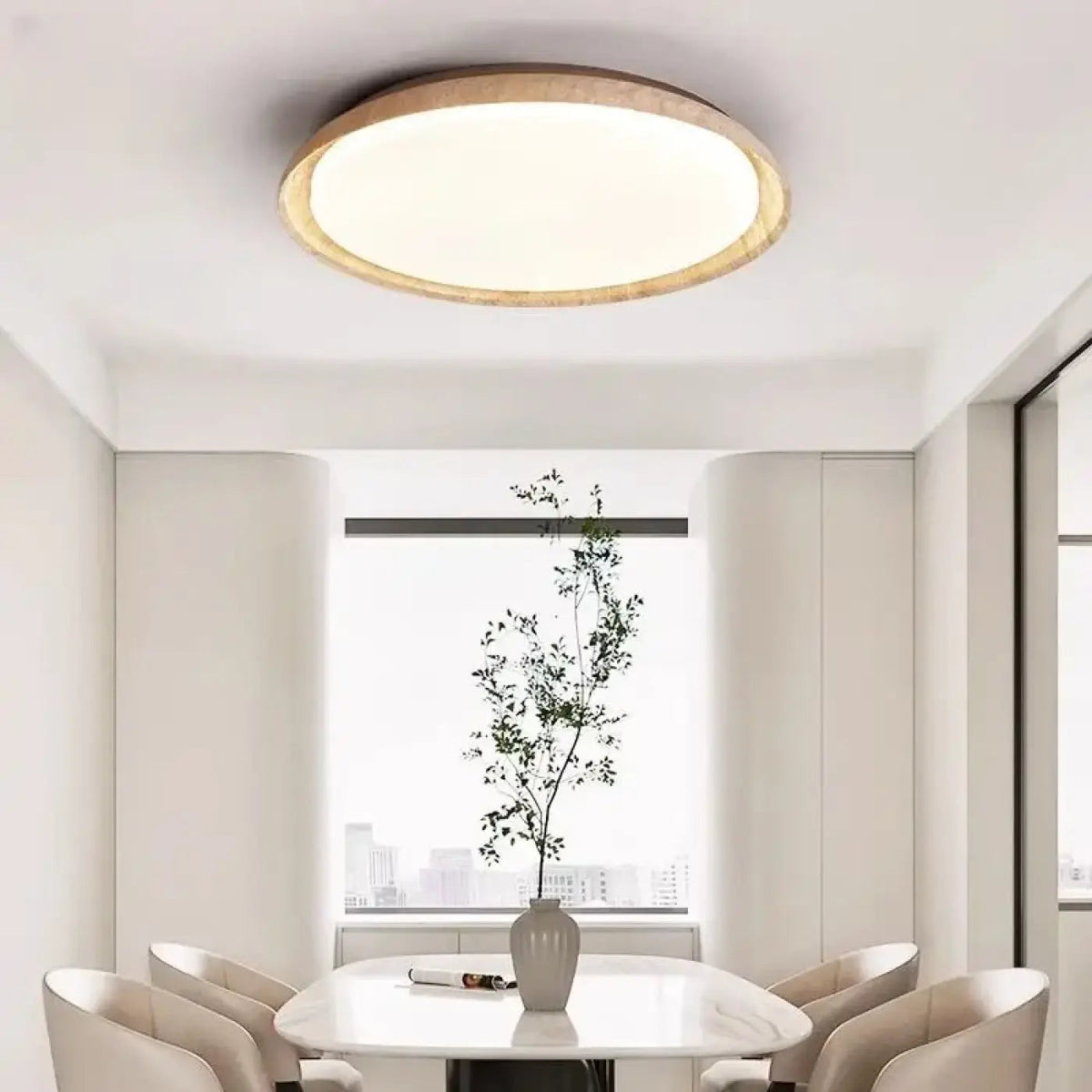 Plafonnier Rond Bois Naturel LED - Dalumea - vue 2