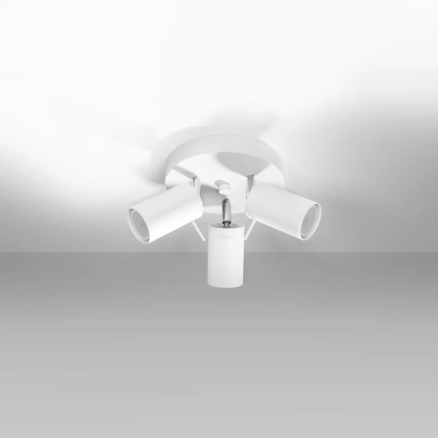 Plafonnier 3 Spots Orientables Base Ronde Blanc - Dalumea - vue 2