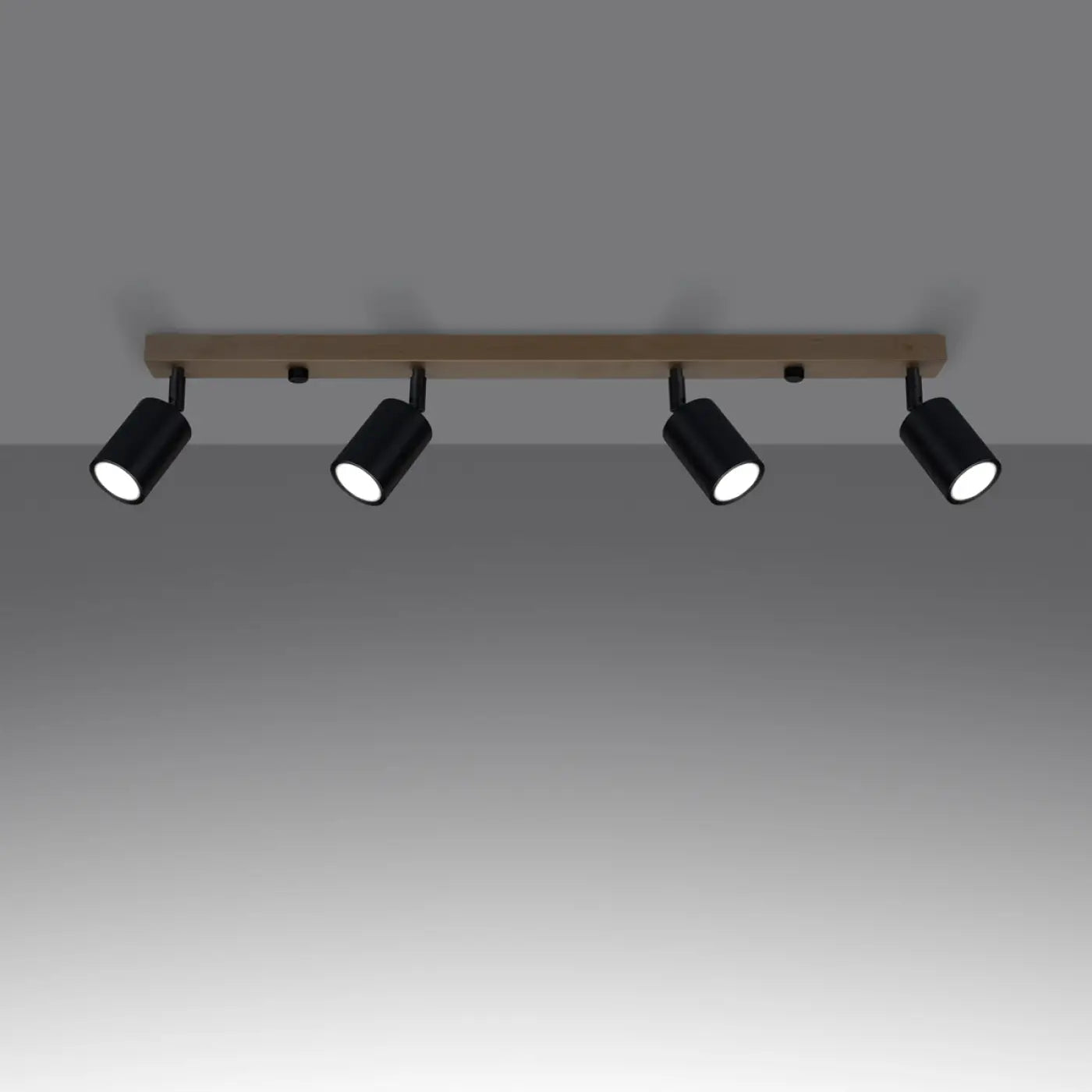 Plafonnier Rail Bois Noir 4 Spots - Dalumea - vue 1