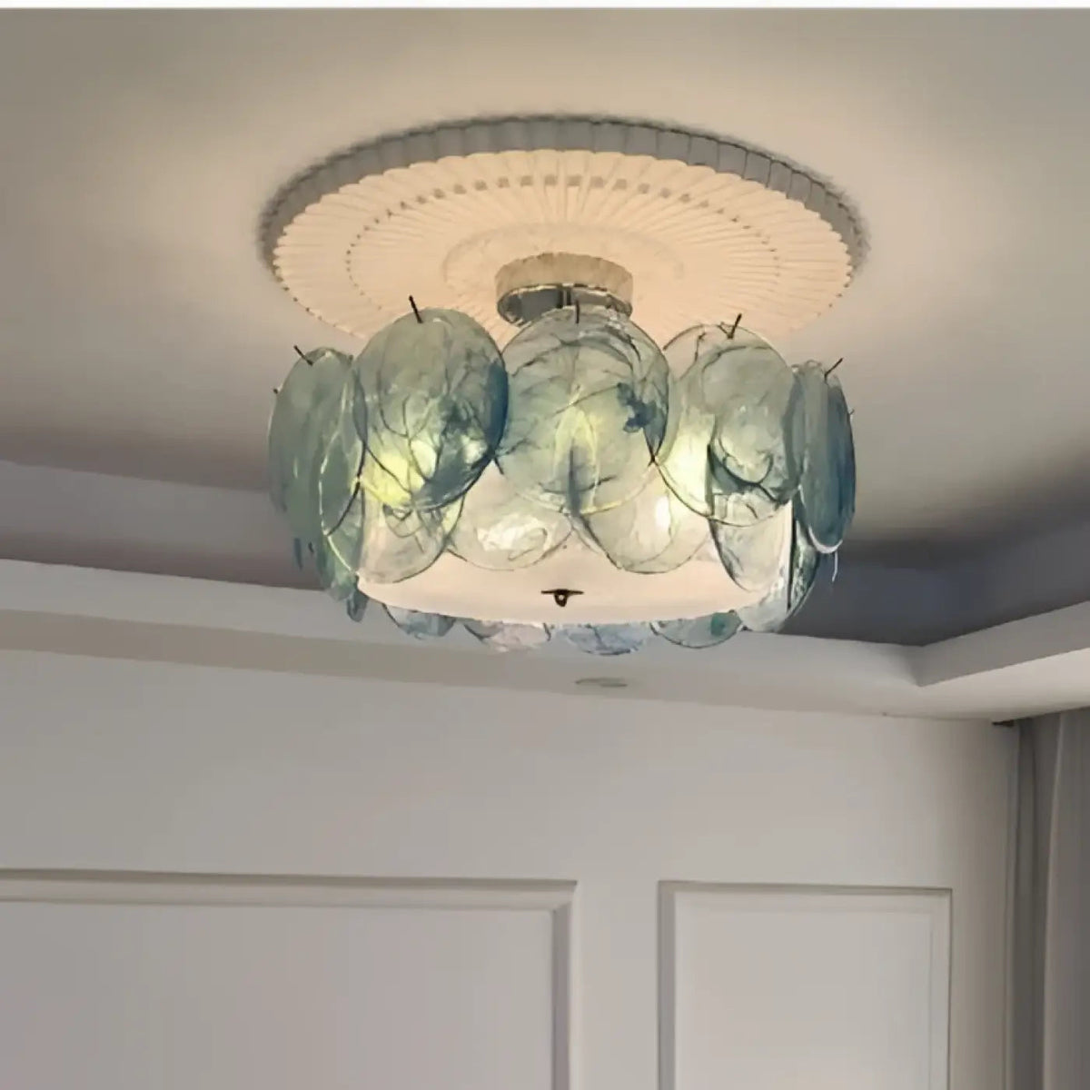 Plafonnier Verre Marbré Design - Dalumea - vue 8