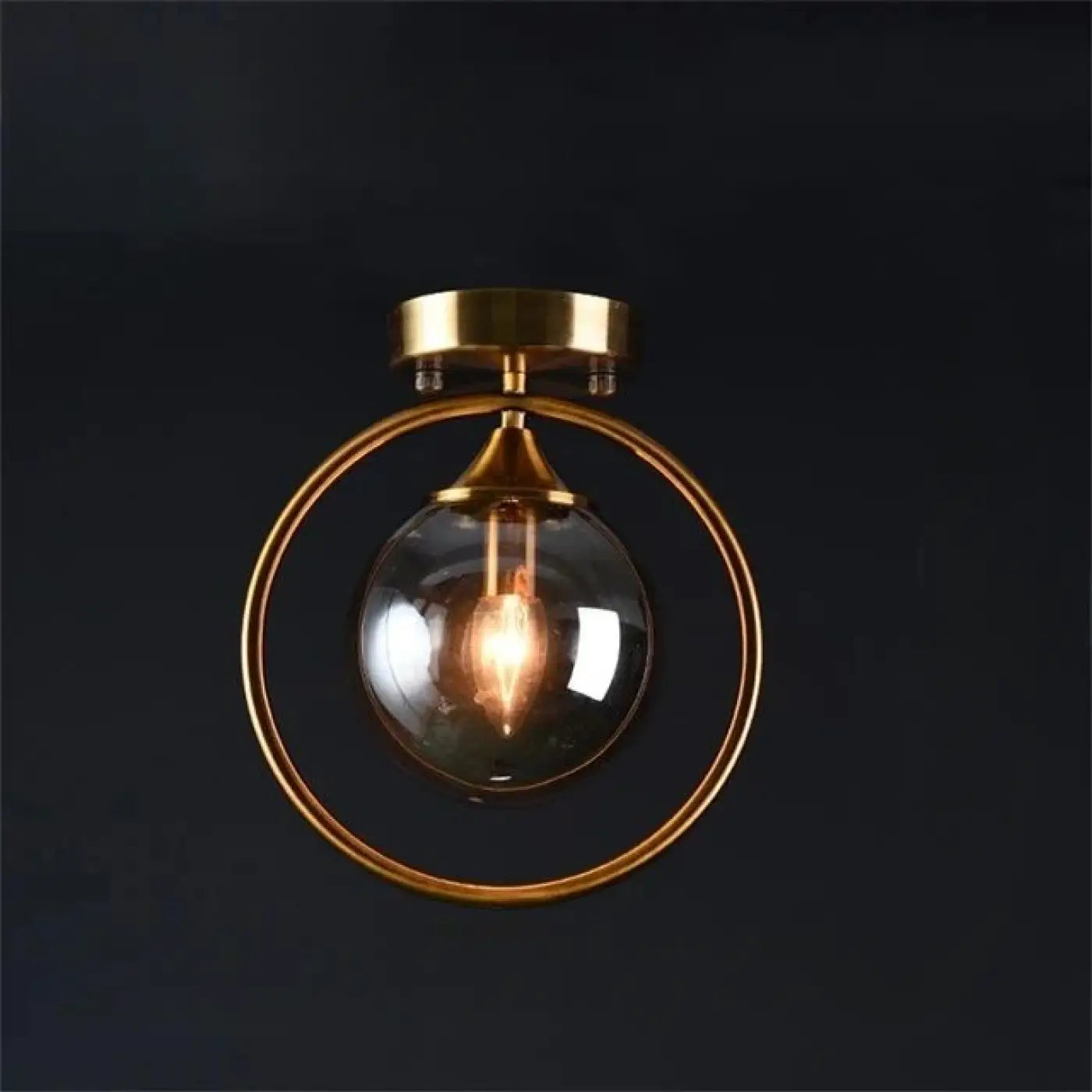 Plafonnier chic avec anneau dore et boule lumineuse en verre  - or - Dalumea - vue 11