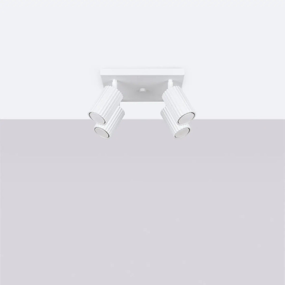Plafonnier 4 Spots Orientables Platine Carrée Blanc
