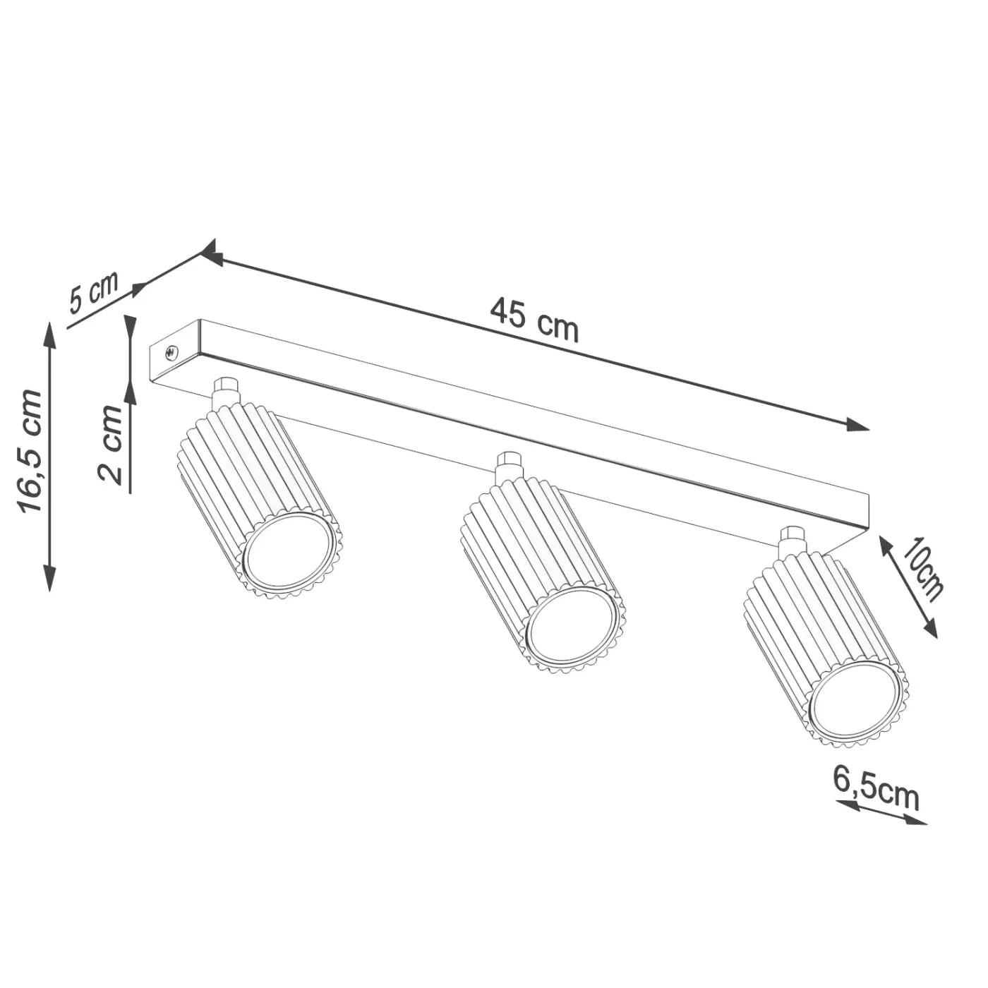 Plafonnier luminaire plafonnier a trois spots taupe canneles design minimaliste - Dalumea - vue 12