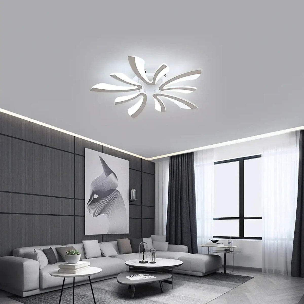Plafonnier LED Floral Blanc - Dalumea - vue 3