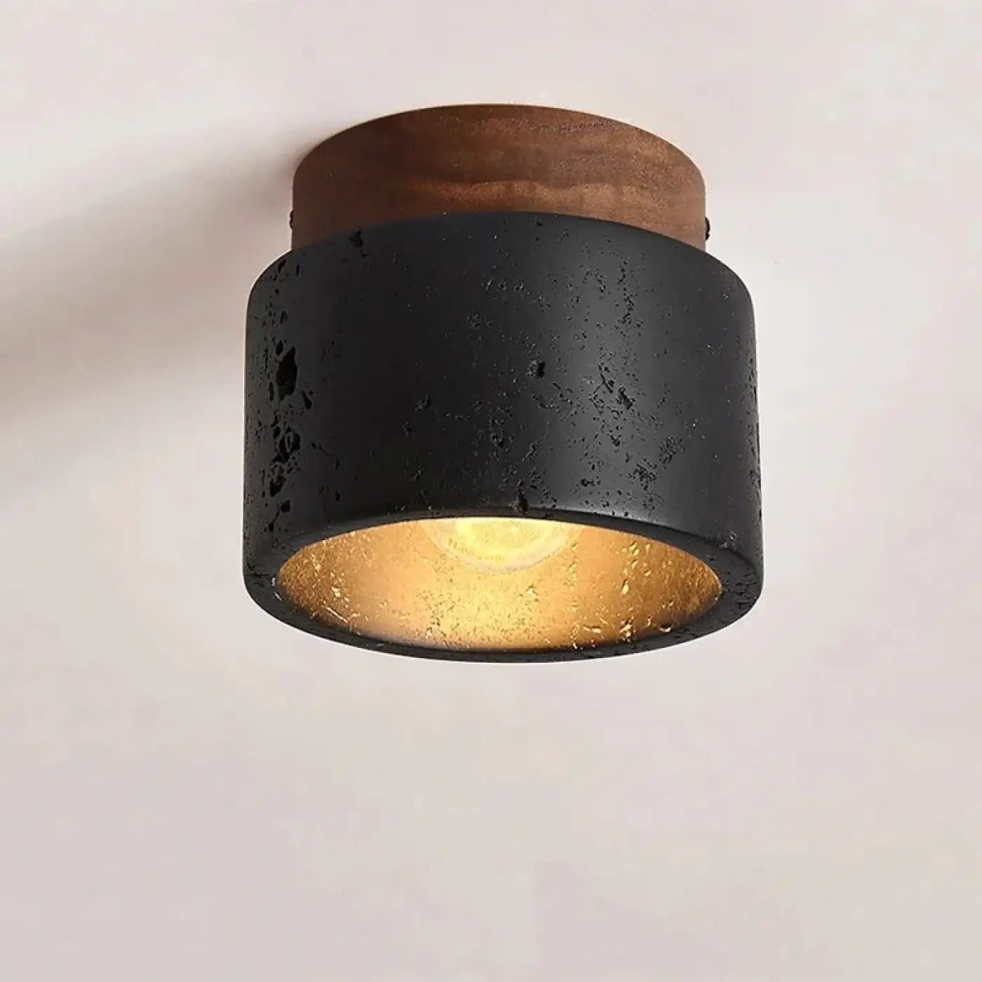 Plafonnier Noir Marbre Cylindrique Design Moderne - Dalumea - vue 2