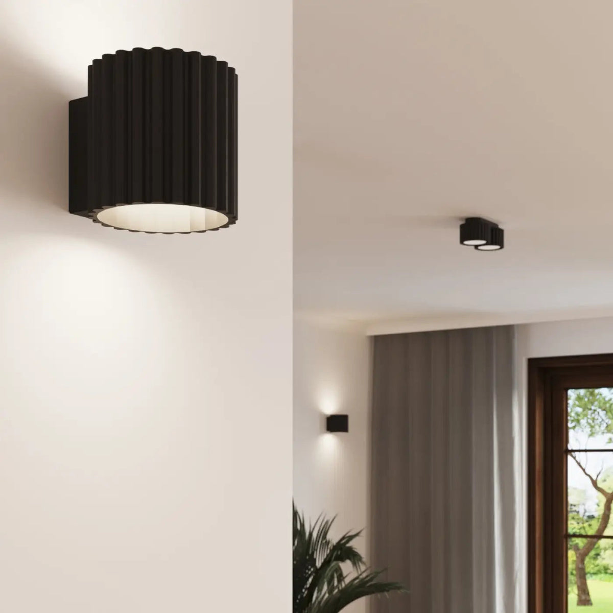 Plafonnier Double Spot Noir Rainuré - Dalumea - vue 9