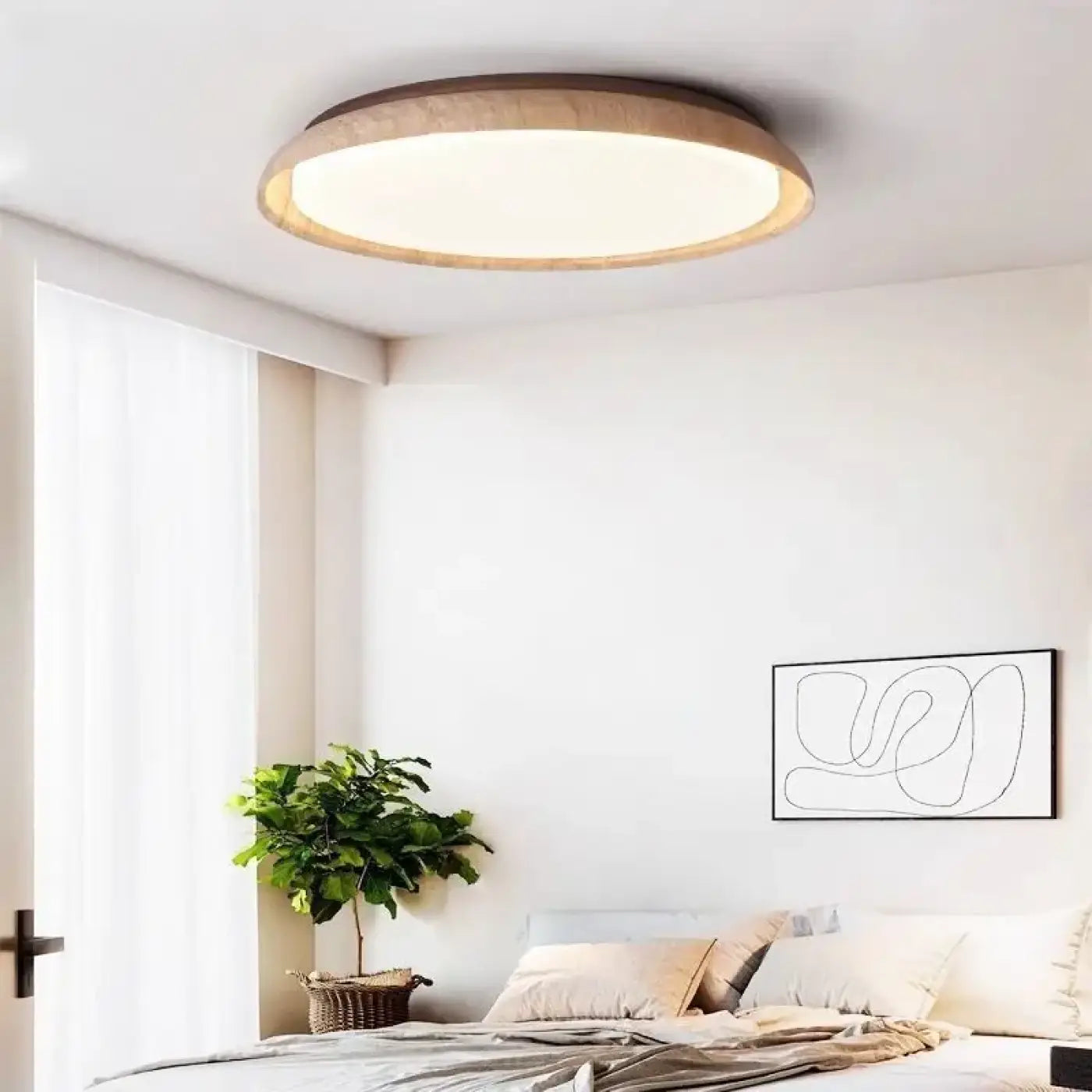 Plafonnier Rond Bois Naturel LED - Dalumea - vue 1