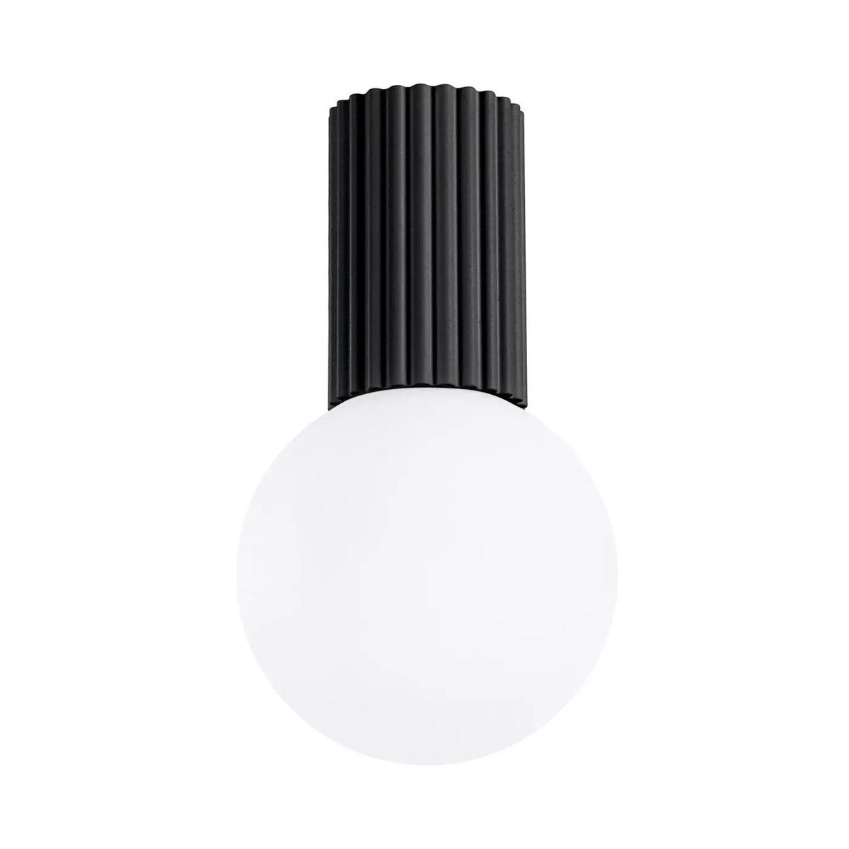 Plafonnier Noir Minimaliste Globe Opalin - Dalumea - vue 8