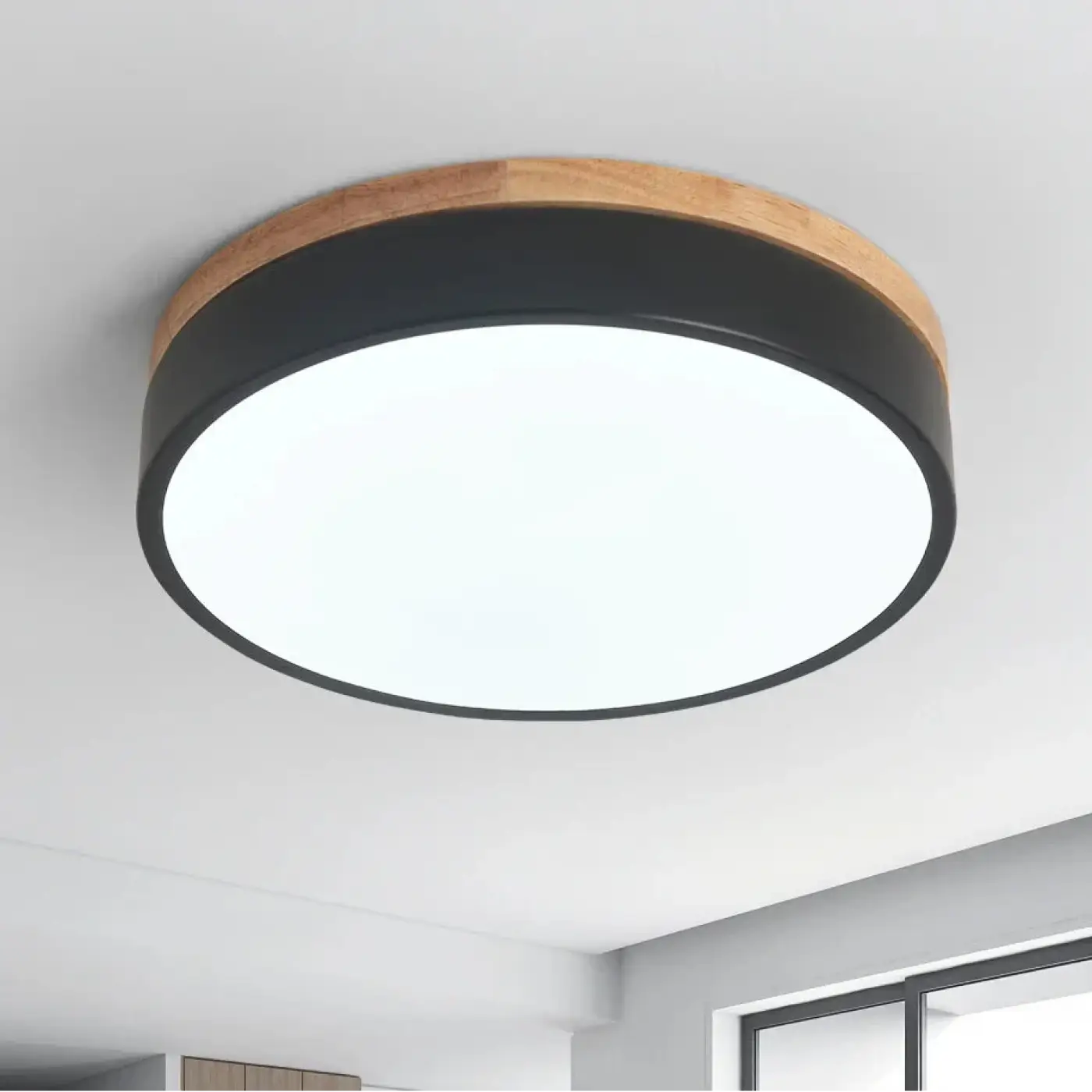 Plafonnier Rond Minimaliste Effet Bois - Dalumea - vue 5