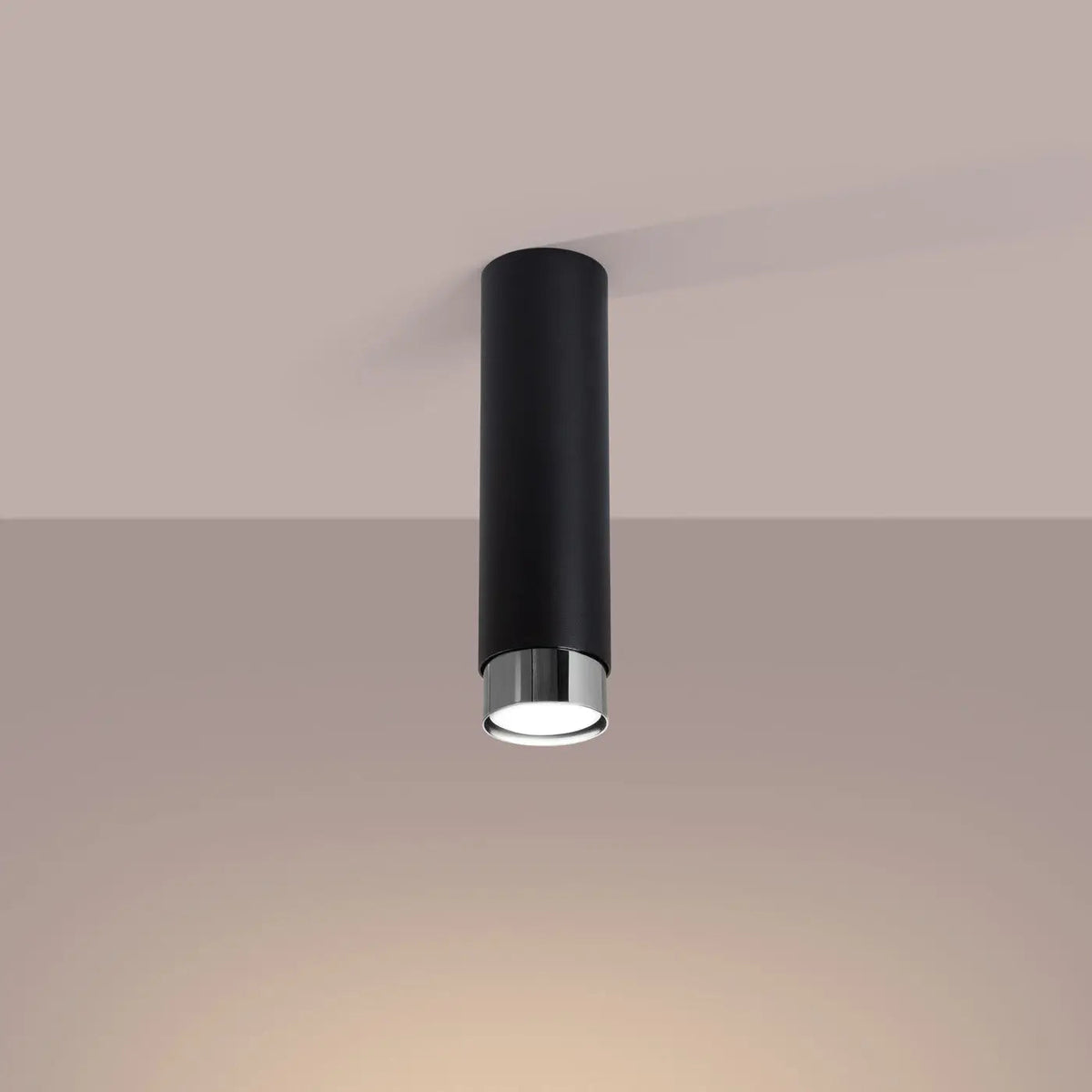 Plafonnier Cylindre Noir Chrome - Dalumea - vue 1