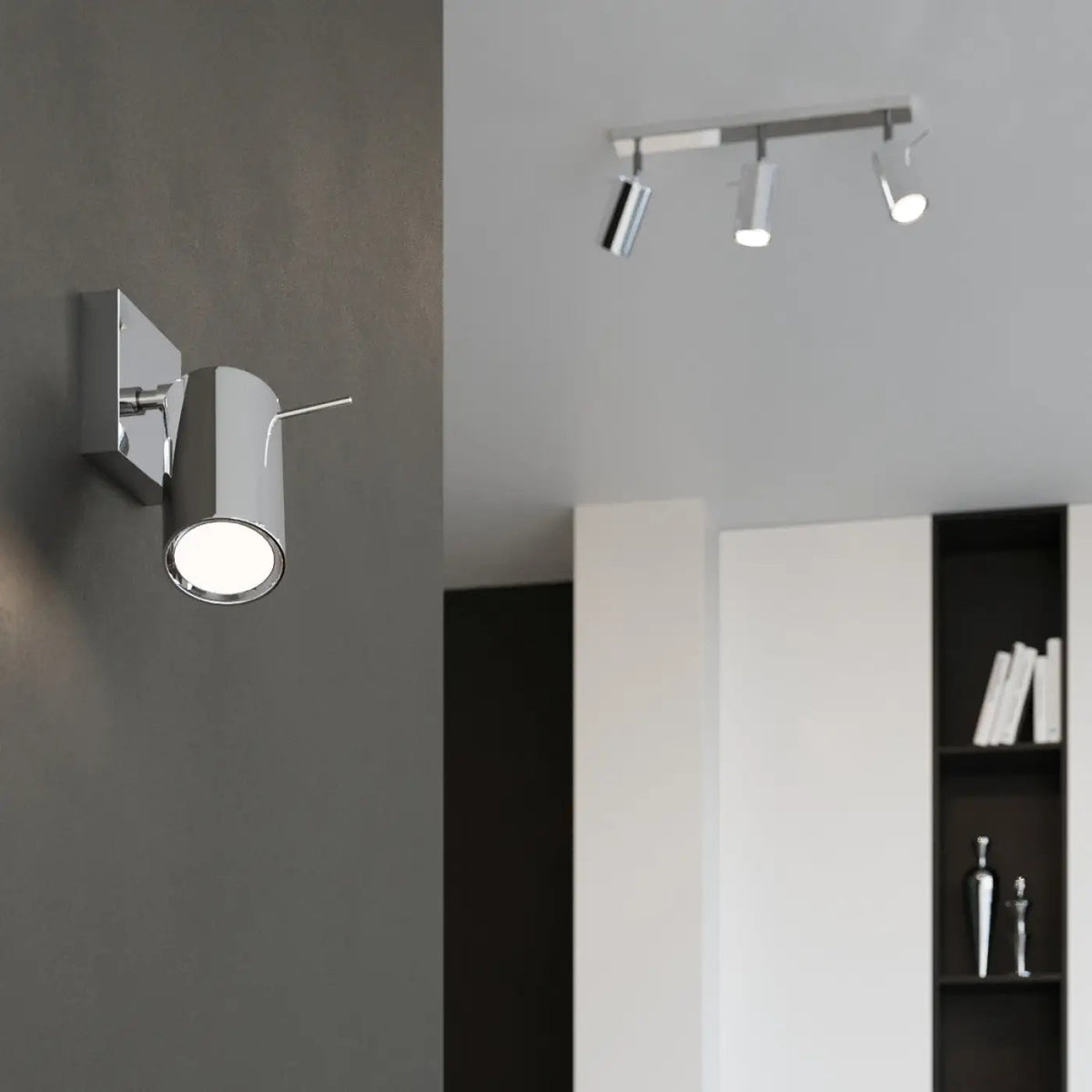 Plafonnier Rail 4 Spots Chrome - Dalumea - vue 5