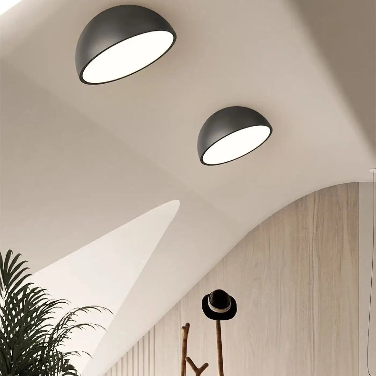 Plafonnier demi sphere bois led design moderne - bois - Dalumea - vue 14