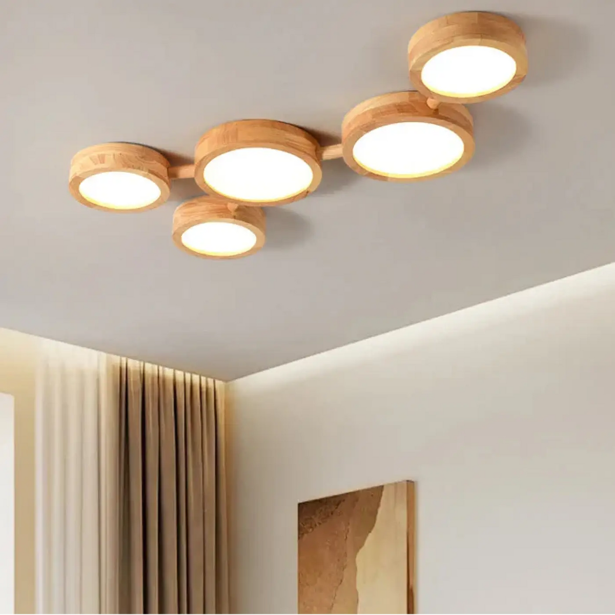 Plafonnier LED Bois Scandinave Multi Spot - Dalumea - vue 2