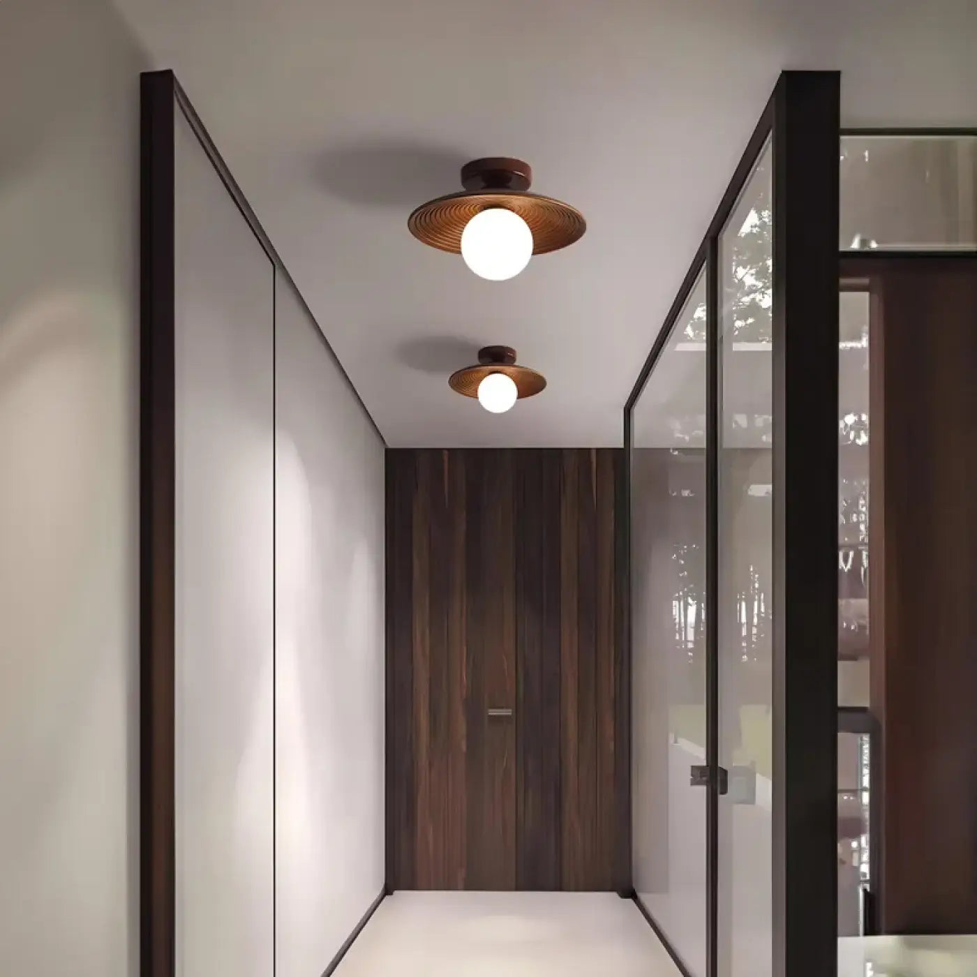 Plafonnier Bois Noyer Métal LED - Dalumea - vue 4