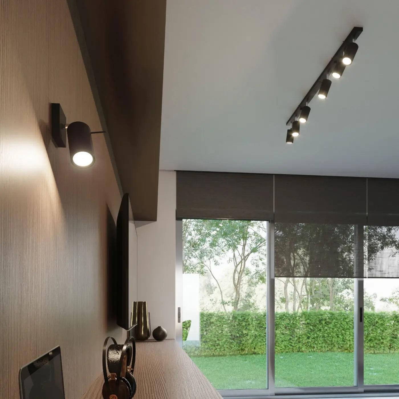 Plafonnier 6 Spots Orientables Lisse Noir - Dalumea - vue 3
