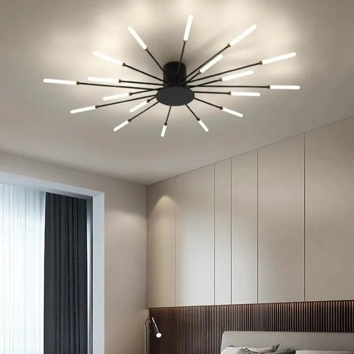 Plafonnier Design Tubes Lumineux Doré
