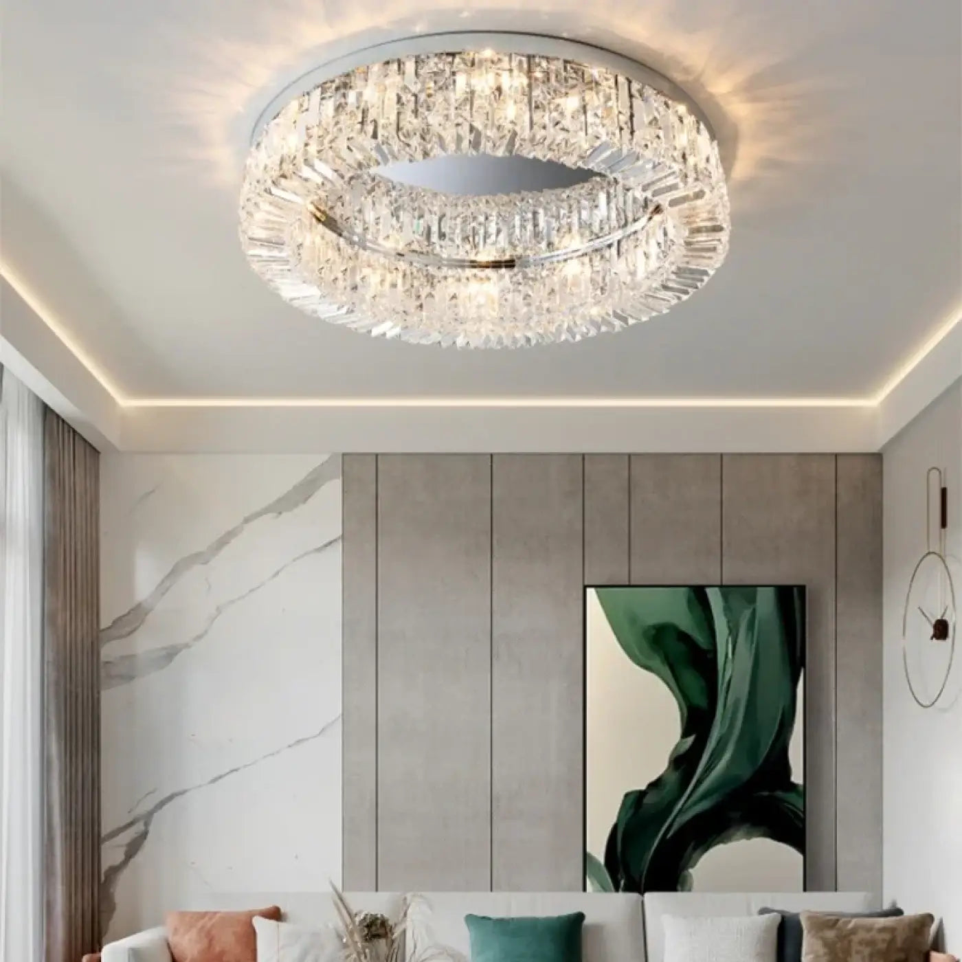 Plafonnier Cristal LED Rond Doré - Dalumea - vue 4