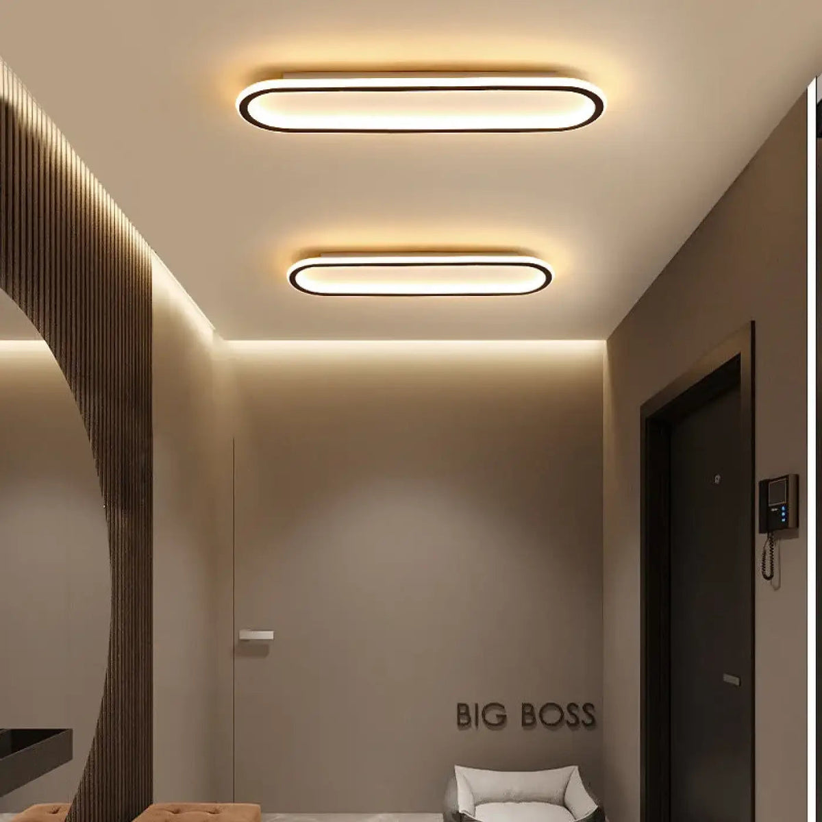 Plafonnier LED Ovale Bandeau Continu Minimaliste - Dalumea - vue 1