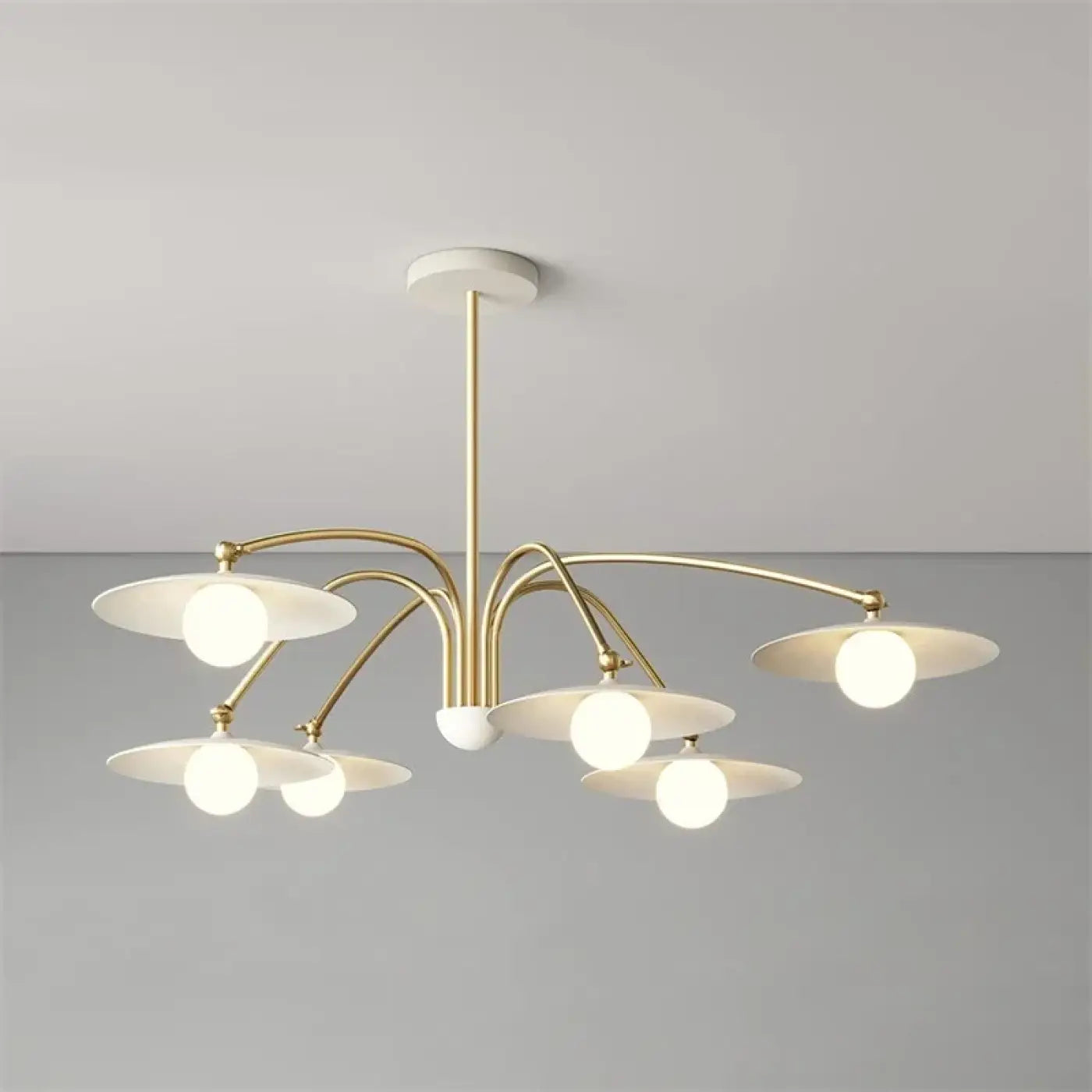 Plafonnier LED Art Déco Blanc Bras Dorés Pivotant - Dalumea - vue 3