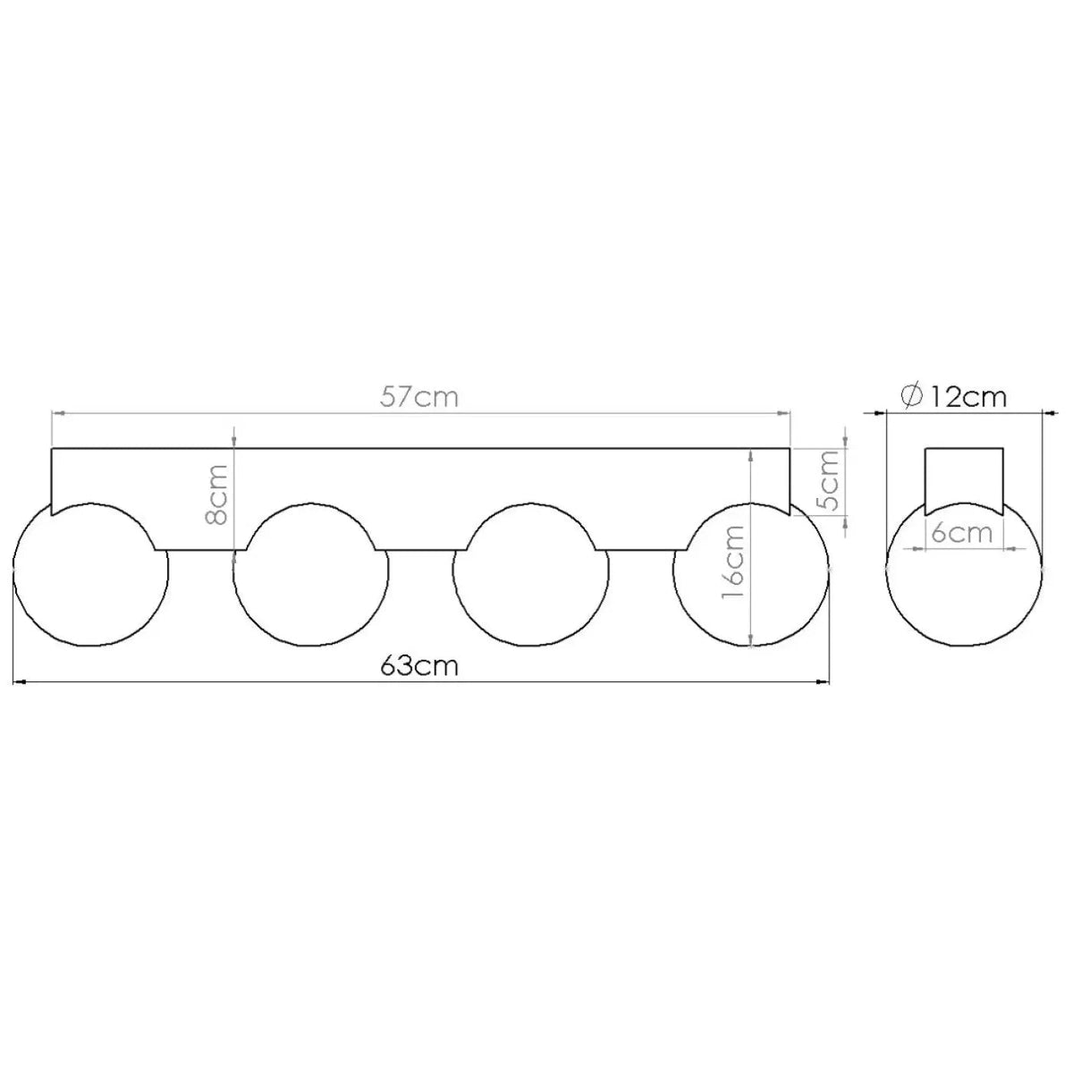 Plafonnier luminaire plafonnier bois naturel 4 globes opalins - bois - Dalumea - vue 12