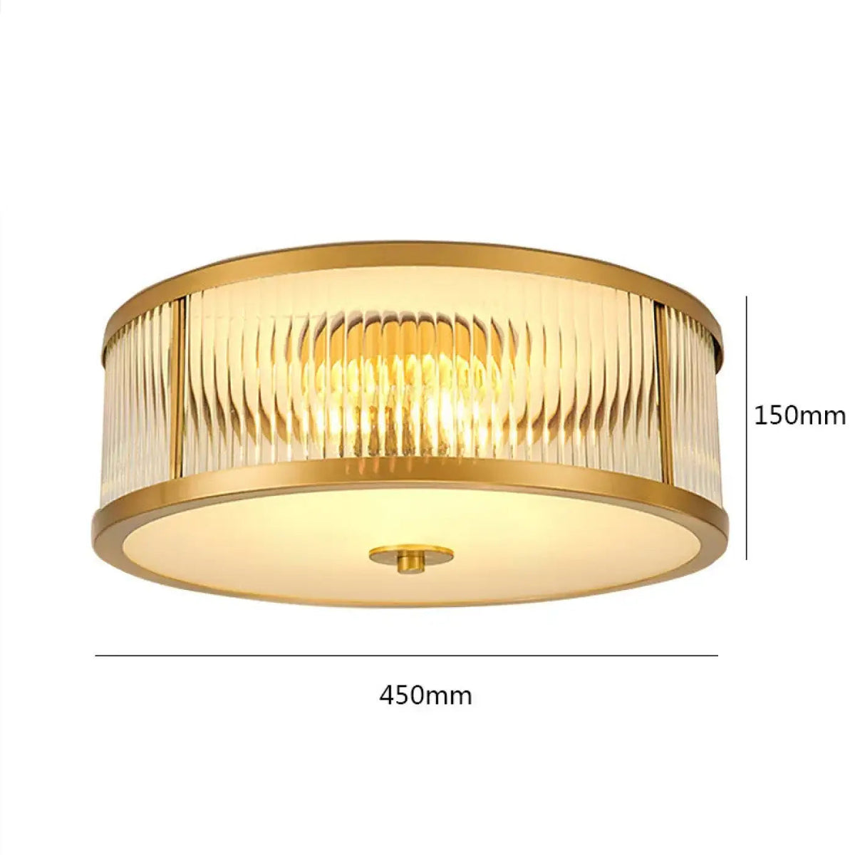 Plafonnier Verre Strié Doré Design - Dalumea - vue 5