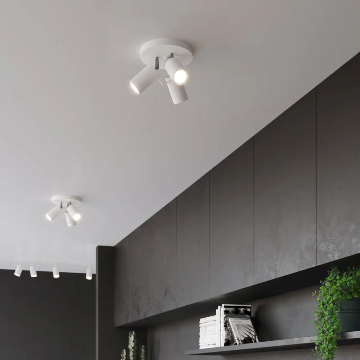 Plafonnier 3 Spots Orientables Base Ronde Blanc - Dalumea - vue 5