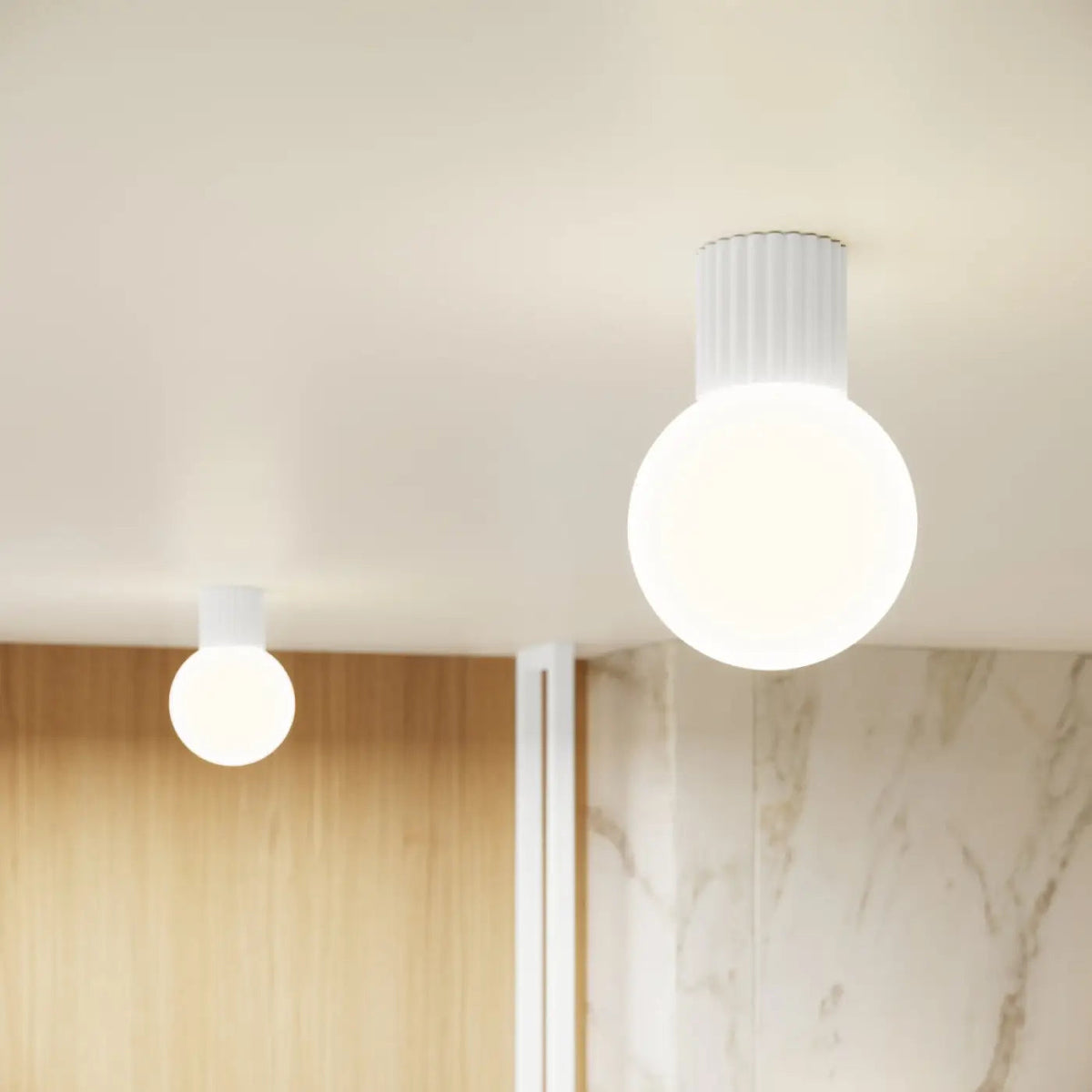 Plafonnier Blanc Minimaliste Globe Opalin - Dalumea - vue 9