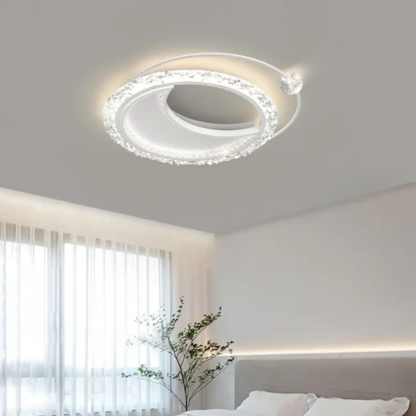 Plafonnier LED Double Anneau Cristal - Dalumea - vue 3