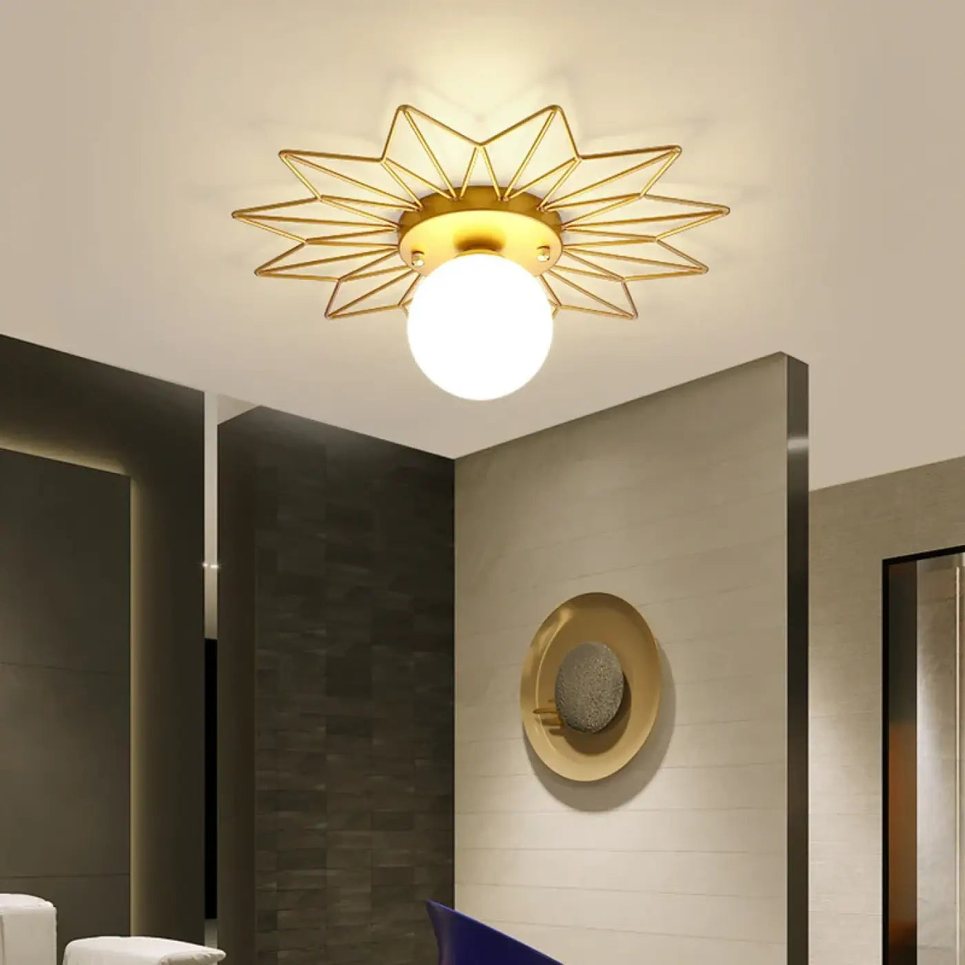Plafonnier Design Étoilé Métal Doré - Dalumea - vue 3