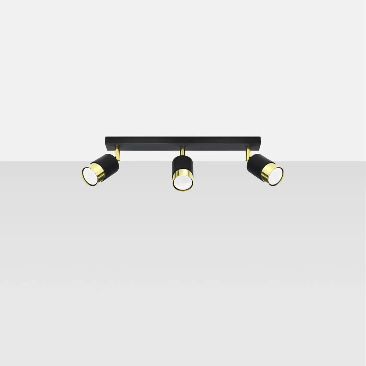 Plafonnier 3 Spots Orientables Noir Doré