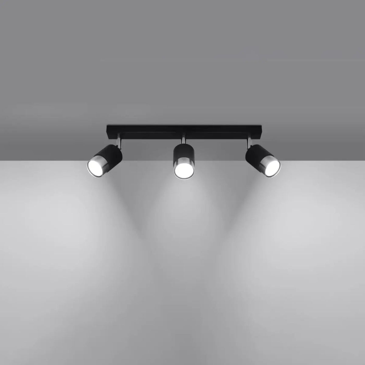 Plafonnier 3 Spots Orientables Noir Chrome - Dalumea - vue 1