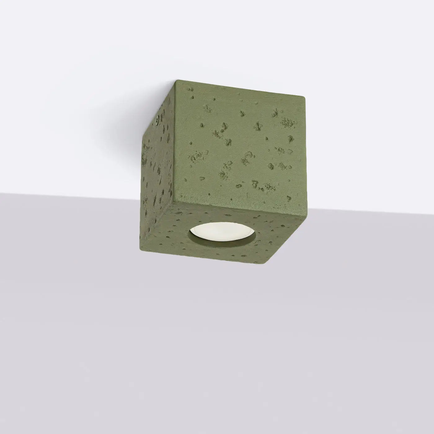 Plafonnier Béton Cube Vert Olive - Dalumea - vue 2