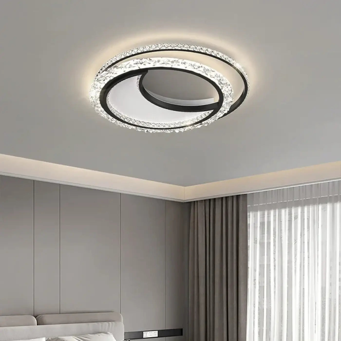 Plafonnier LED Double Anneau Cristal - Dalumea - vue 4