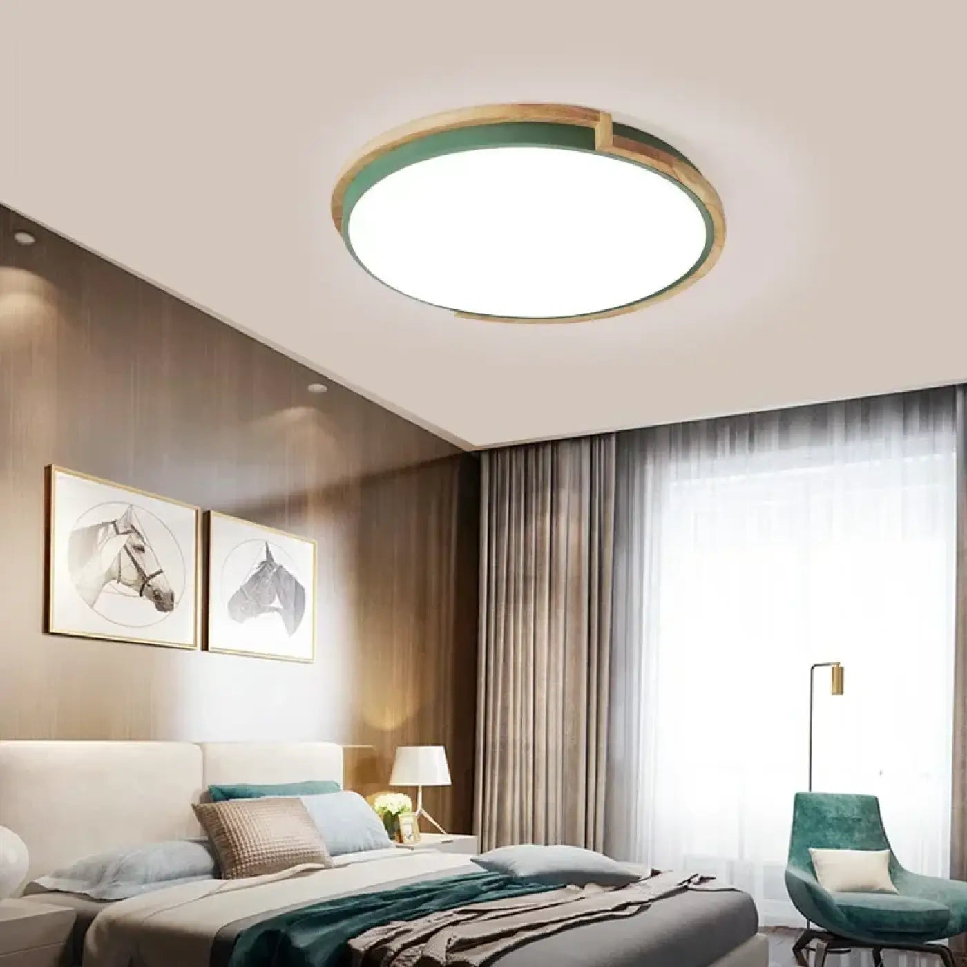 Plafonnier LED Rond Bois Métal - Dalumea - vue 4