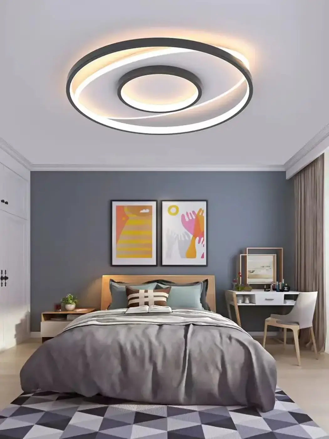 Plafonnier LED Rond Spirale Noire Minimaliste - Dalumea - vue 5