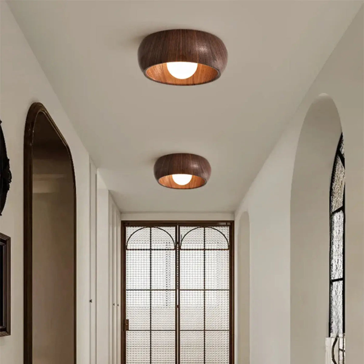 Plafonnier Rond Bois Bicolore Couloir - Dalumea - vue 1