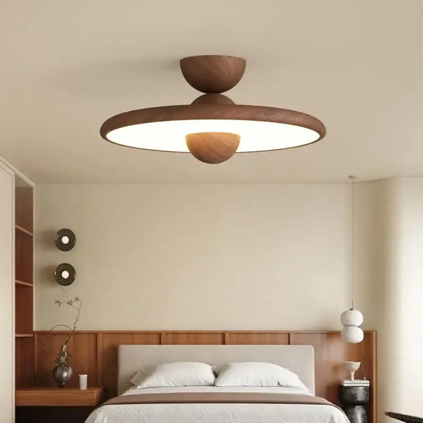 Plafonnier Rond Disque Bois Scandinave - Dalumea - vue 1