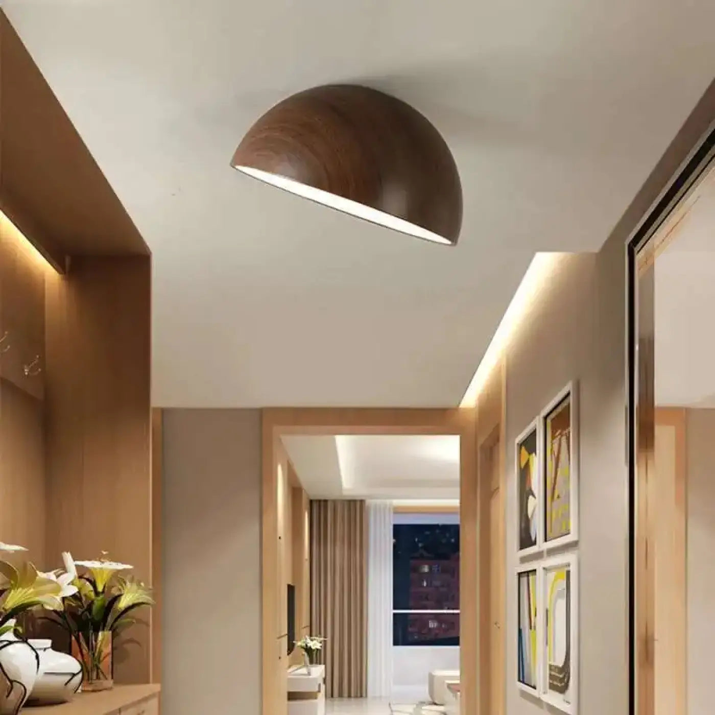 Plafonnier Demi Sphère Bois LED - Dalumea - vue 6