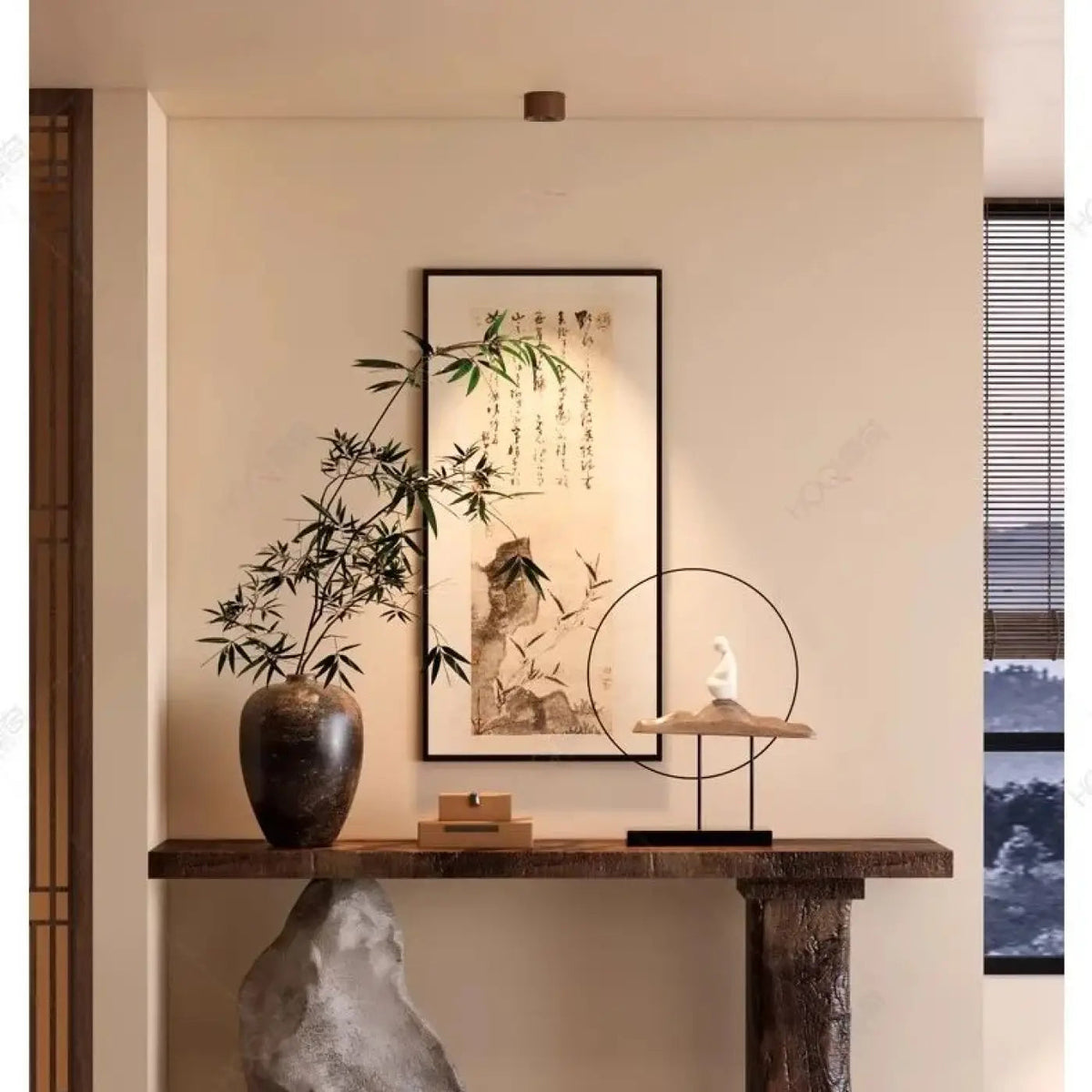Plafonnier LED Bois Chrome - Dalumea - vue 1