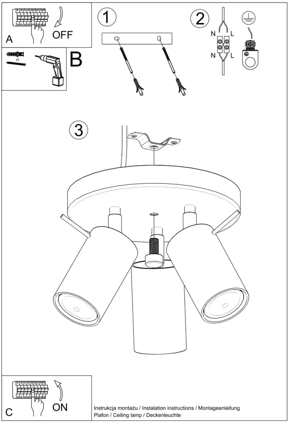 Plafonnier luminaire plafonnier rouge ochra trois spots orientables design - Dalumea - vue 12