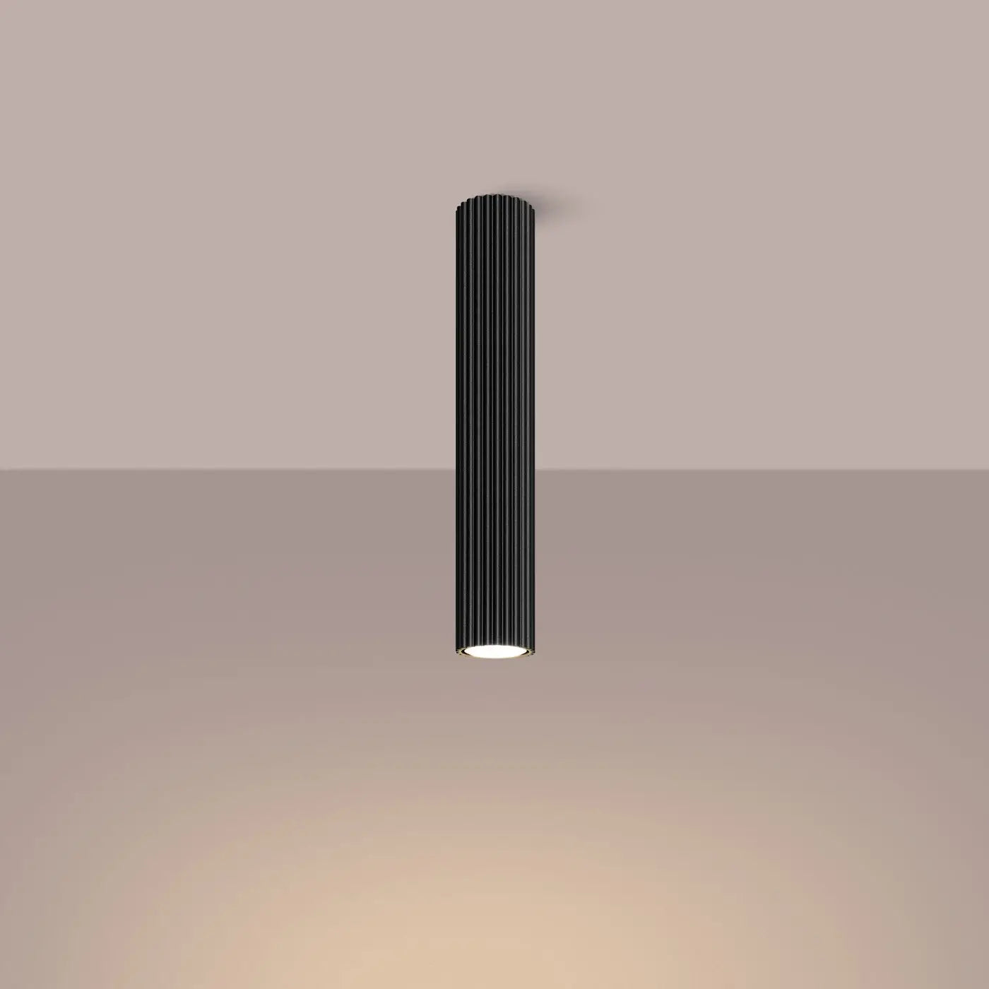 Plafonnier Cylindrique Cannelé Noir - Dalumea - 40 cm