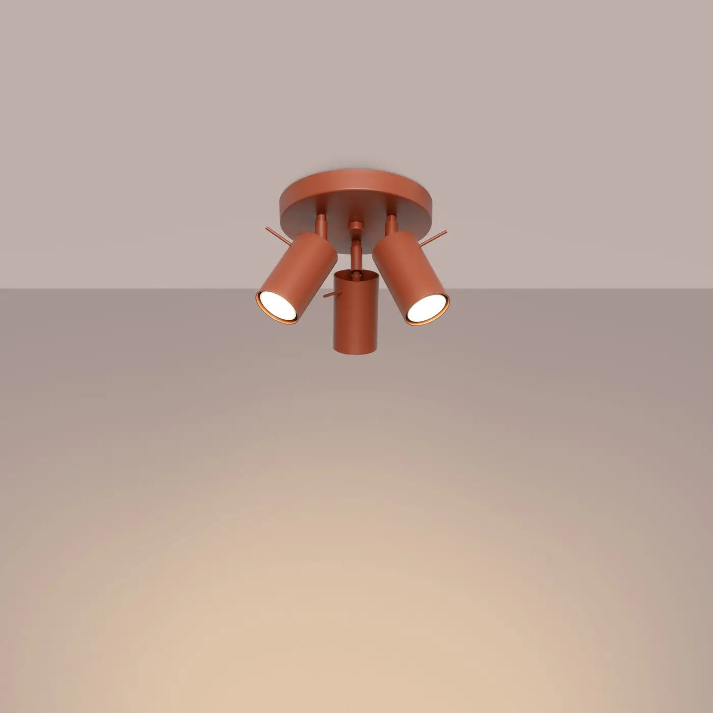 Plafonnier 3 Spots Orientables Rouge Ocre - Dalumea - vue 1