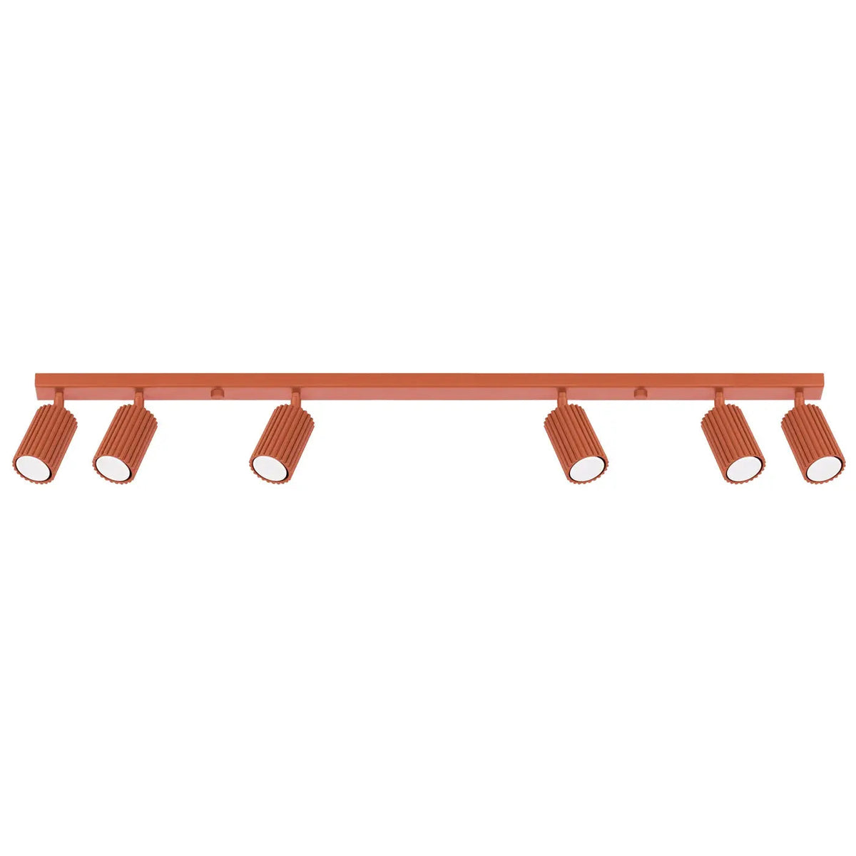 Plafonnier 6 Spots Orientables Cannelé Rouge Ocre - Dalumea - vue 8