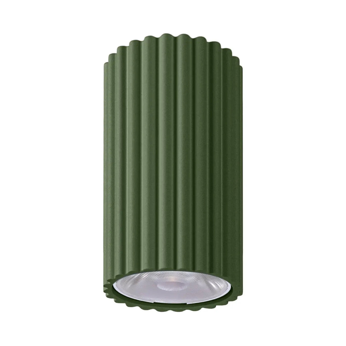 Plafonnier Cylindrique Strié Compact Vert Olive